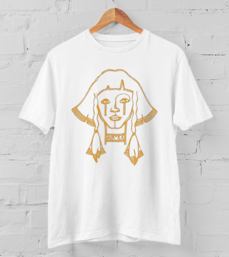 Aurora Ethereal Line Art Face Yellow T-Shirt