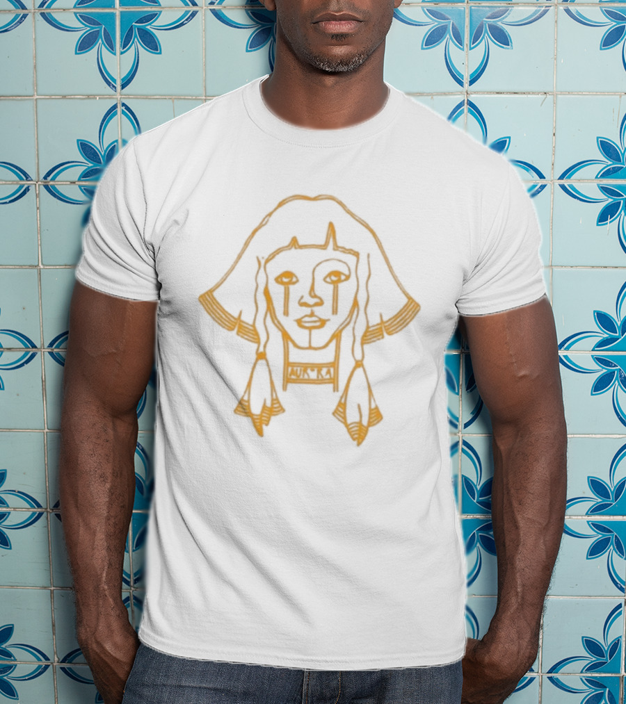Aurora Ethereal Line Art Face Yellow T-Shirt