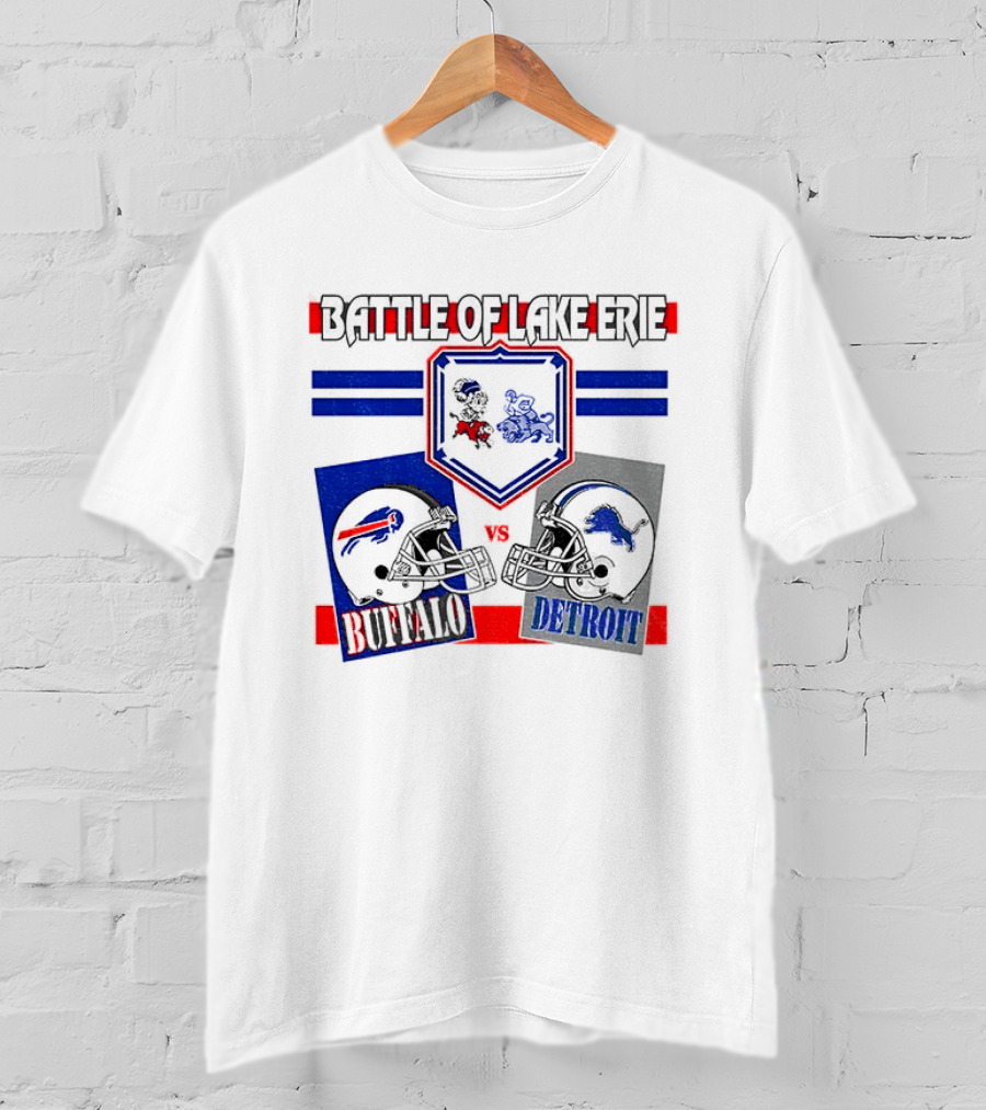 Battle Of Lake Erie Buffalo And Detroit Football Helmets T-Shirt