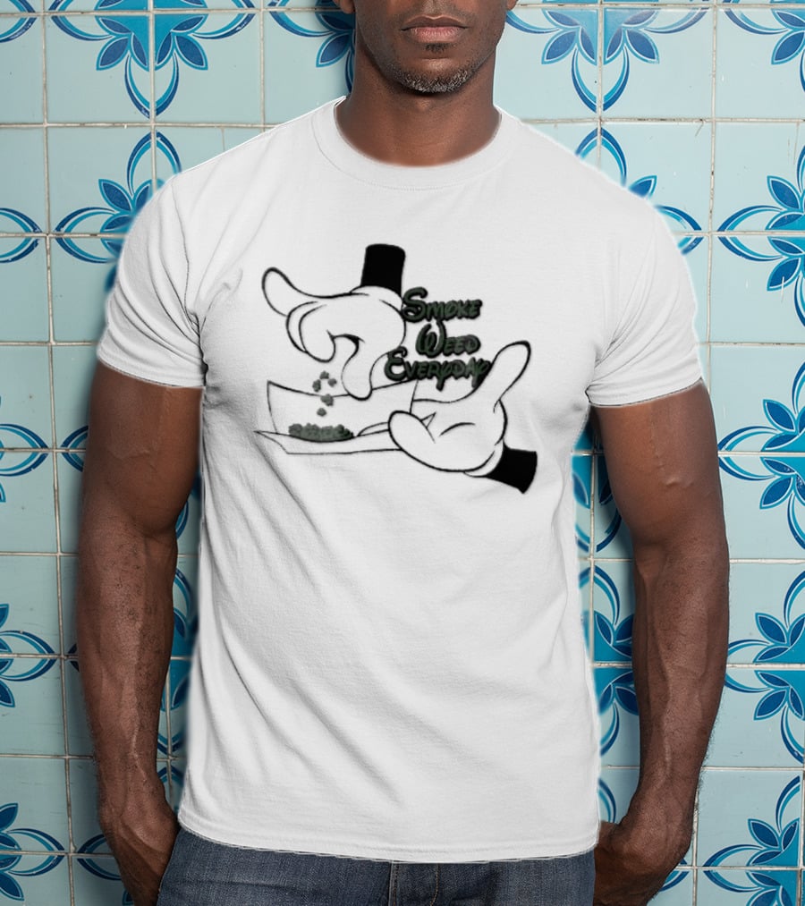 Cartoon Smoke Weed Everyday Gloved Hands Rolling Paper T-Shirt
