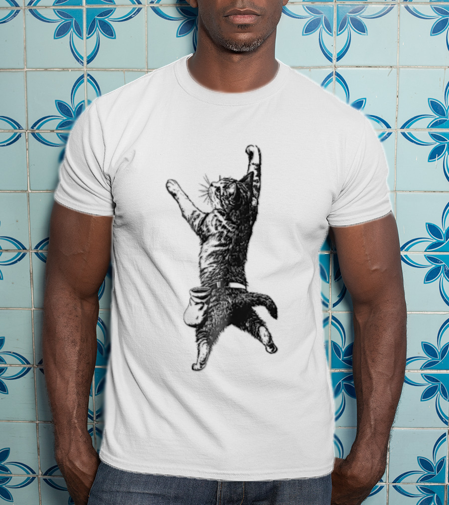 Cat Climbing Adventure With Chalk Bag T-Shirt