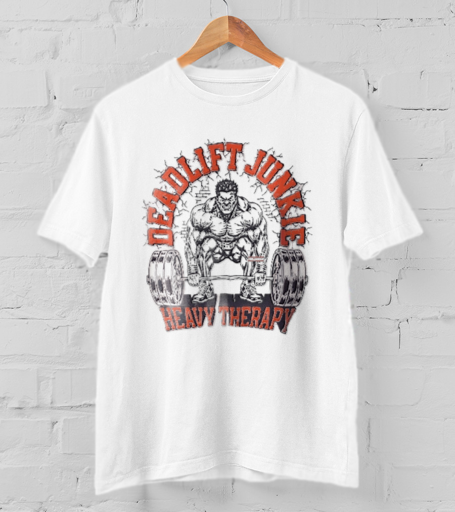 Deadlift Junkie Heavy Therapy Bodybuilding Workout Motivation T-Shirt