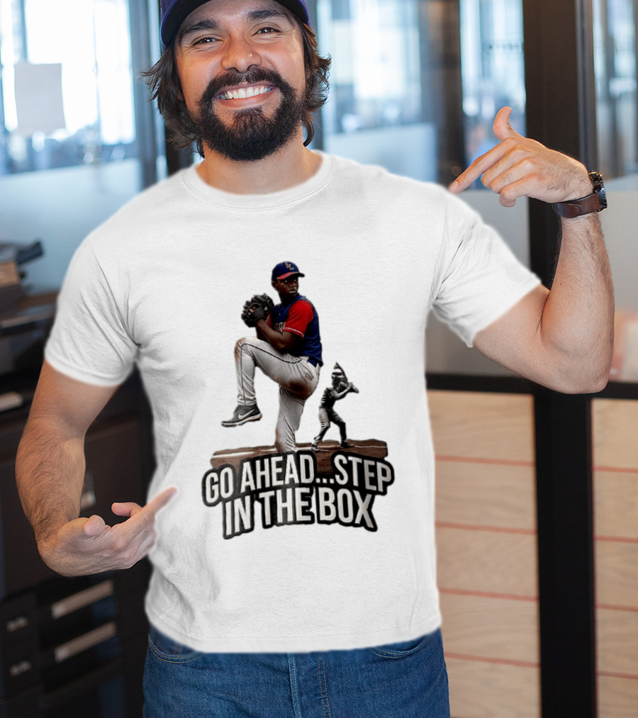 Go Ahead Step In The Box Baseball Pitcher And Batter Challenge T-Shirt