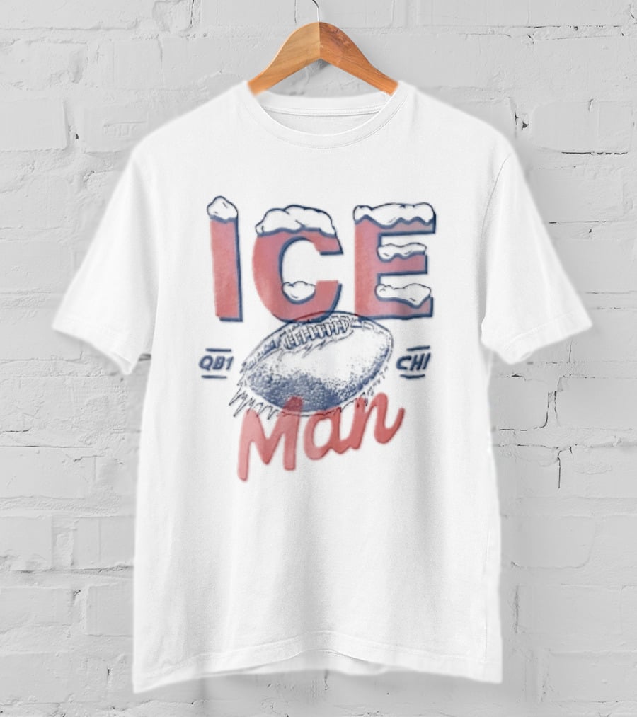 Ice Man QB1 CHI Football Sports Bold Red And Blue T-Shirt