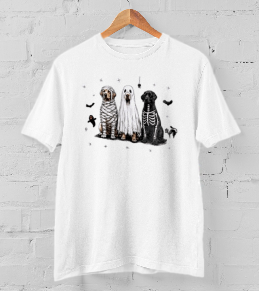 Labrador Retriever Mummy Ghost Skeleton Halloween Costume Dogs T-Shirt