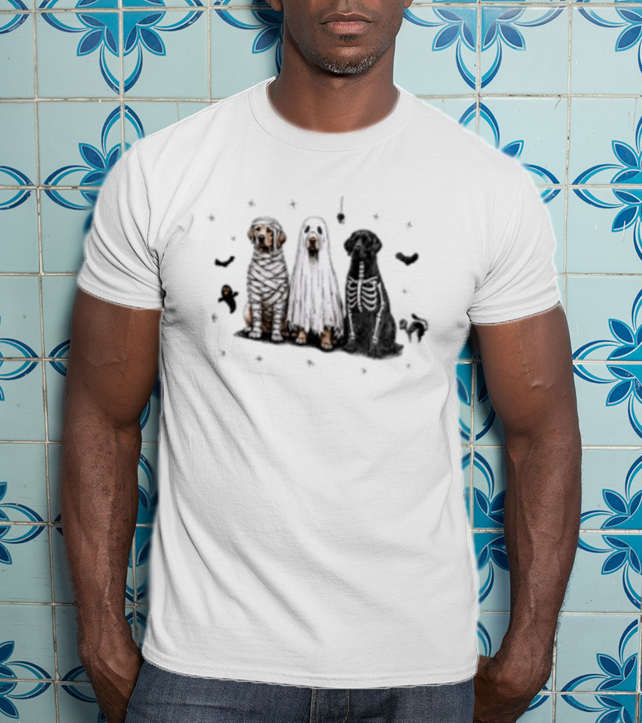 Labrador Retriever Mummy Ghost Skeleton Halloween Costume Dogs T-Shirt