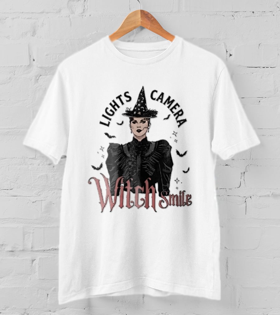 Lights Camera Witch Smile Horror Movie Halloween Magic T-Shirt