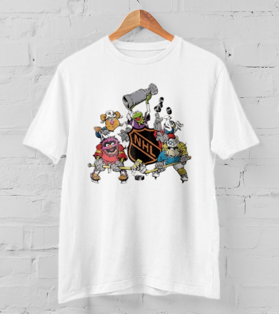 NHL Muppets Characters With Hockey Gear And Stanley Cup T-Shirt
