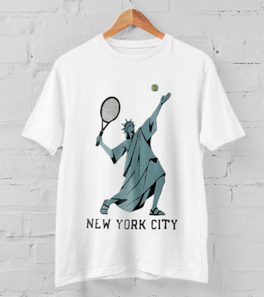 New York City Statue Of Liberty Playing Tennis T-Shirt
