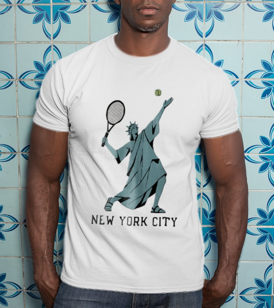 New York City Statue Of Liberty Playing Tennis T-Shirt