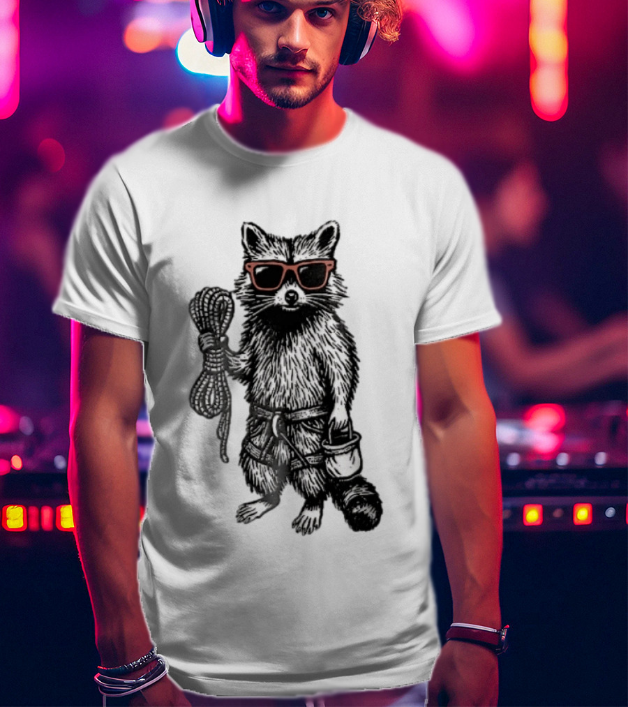 Raccoon Climber Rope Chalk Bag Sunglasses T-Shirt