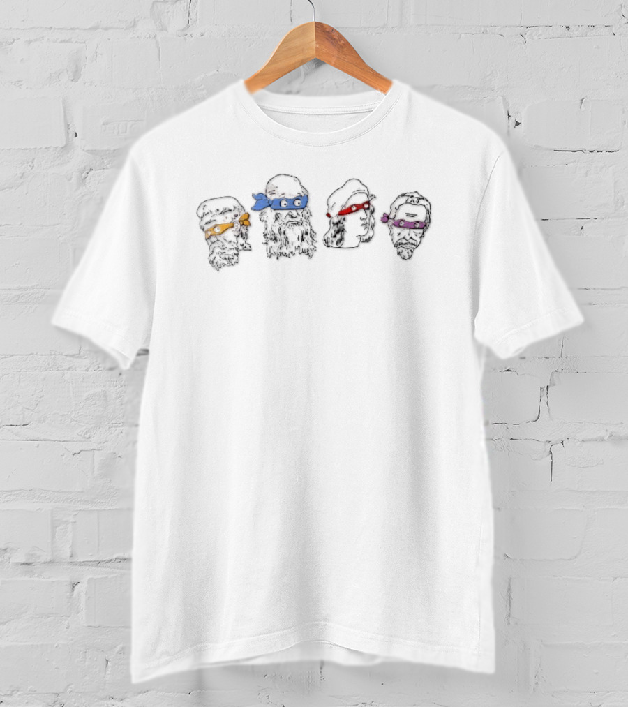 Renaissance Sculpture Meets Ninja Turtle Masks Faces Fusion T-Shirt