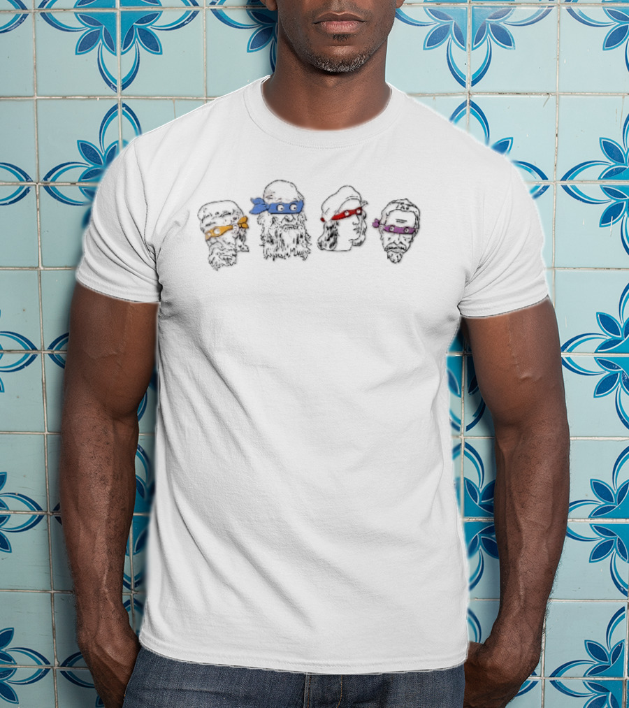 Renaissance Sculpture Meets Ninja Turtle Masks Faces Fusion T-Shirt