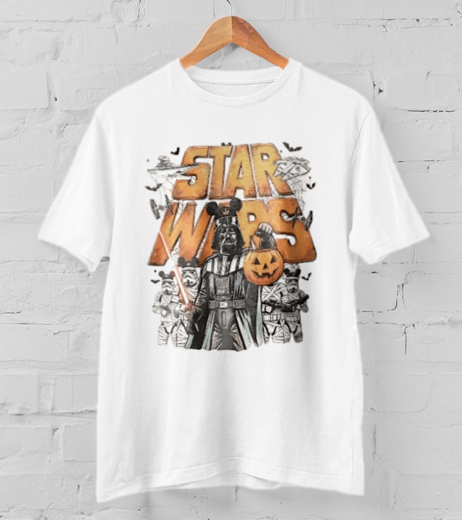 Star Wars Darth Vader Mickey Ears Stormtroopers Halloween Pumpkin T-Shirt