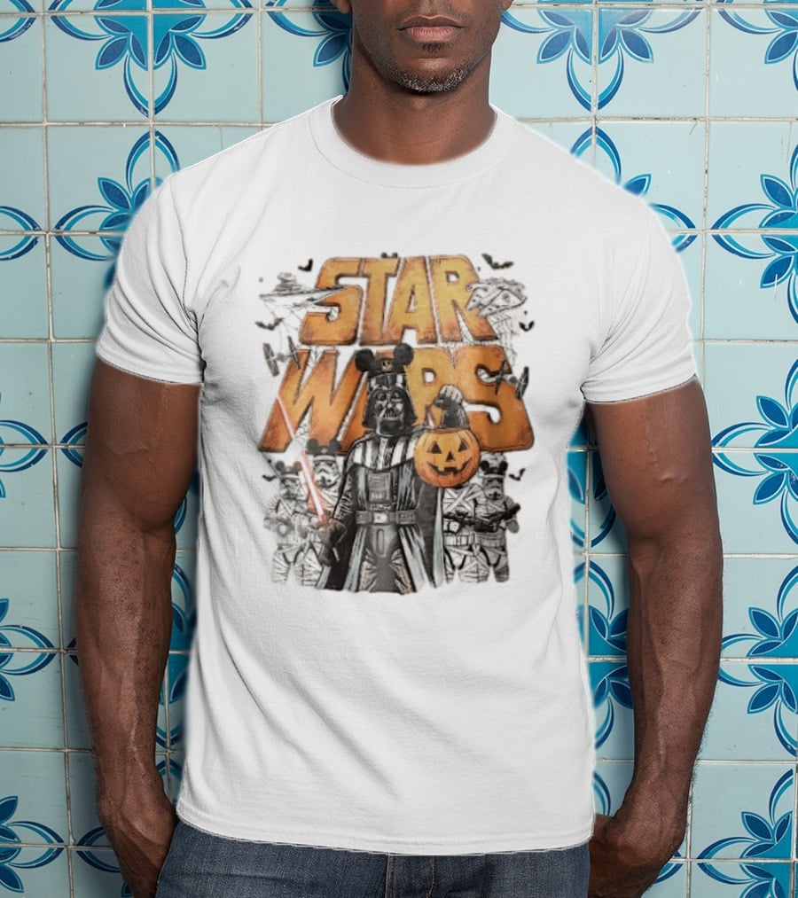 Star Wars Darth Vader Mickey Ears Stormtroopers Halloween Pumpkin T-Shirt