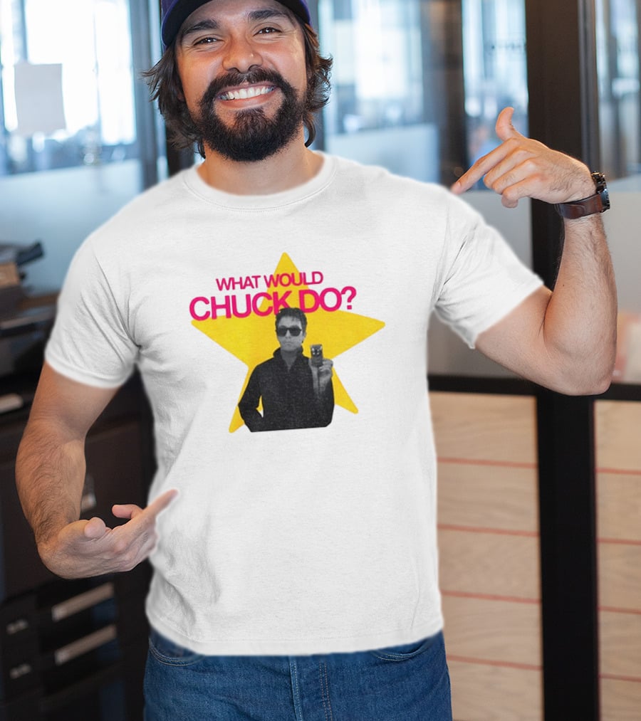Chuck Timely And The Hourglass 90s Baby What Would Chuck Do Starburst T-Shirt