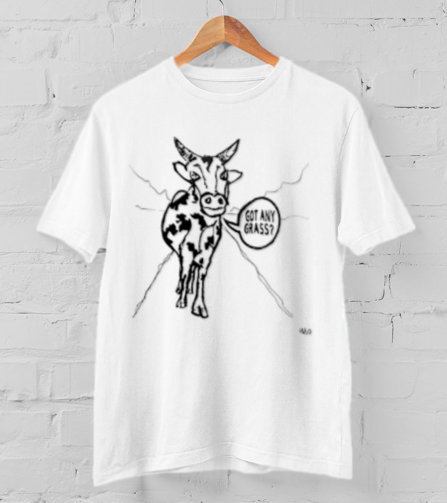 Cow Speaks Sarcasm Meme Black And White Sketch T-Shirt
