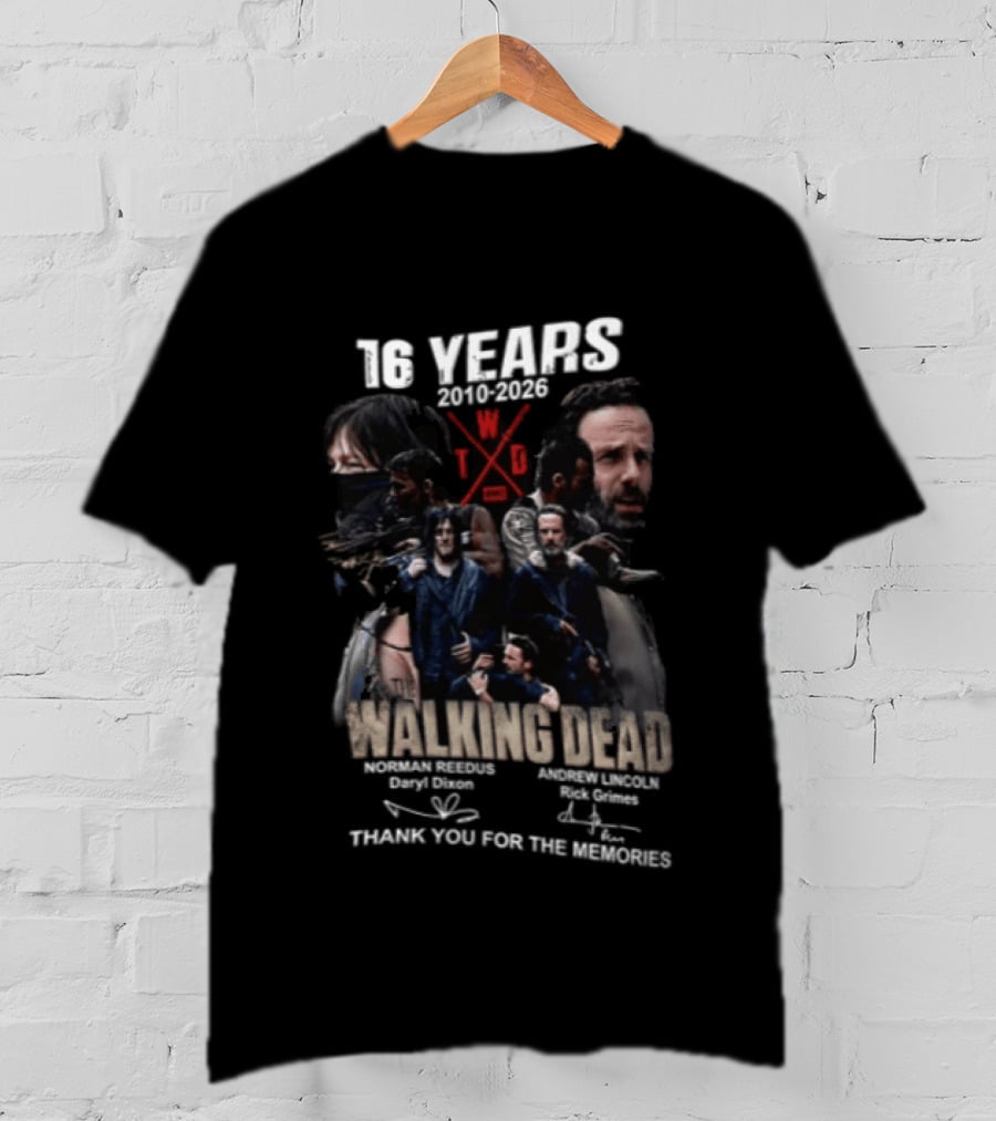 16 Years 2010 2026 The Walking Dead Daryl And Rick Thank You For The Memories T-Shirt