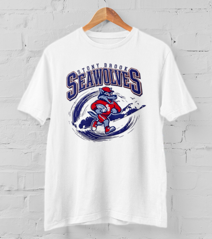 Stony Brook Seawolves Mascot Football Sportswear T-Shirt