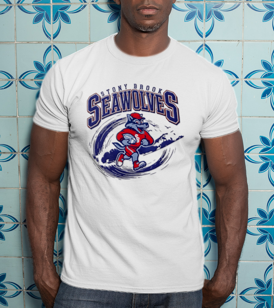 Stony Brook Seawolves Mascot Football Sportswear T-Shirt