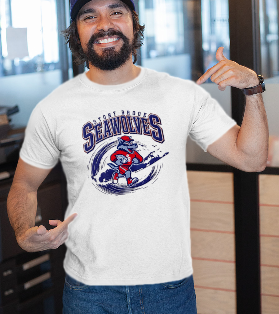 Stony Brook Seawolves Mascot Football Sportswear T-Shirt