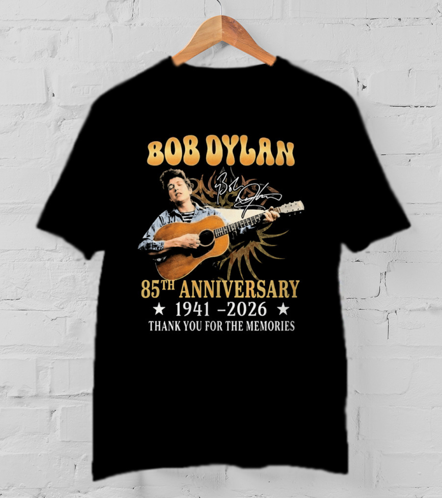 Bob Dylan 85th Anniversary 1941 2026 Thank You For The Memories Guitar T-Shirt