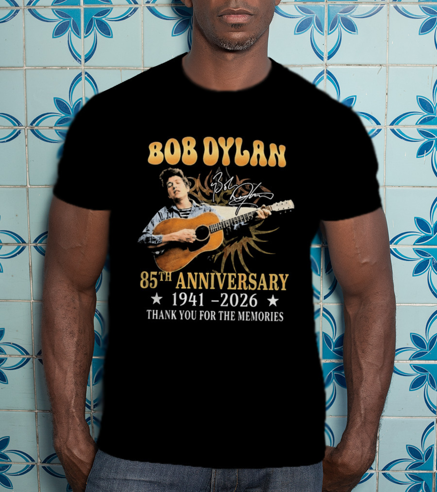 Bob Dylan 85th Anniversary 1941 2026 Thank You For The Memories Guitar T-Shirt