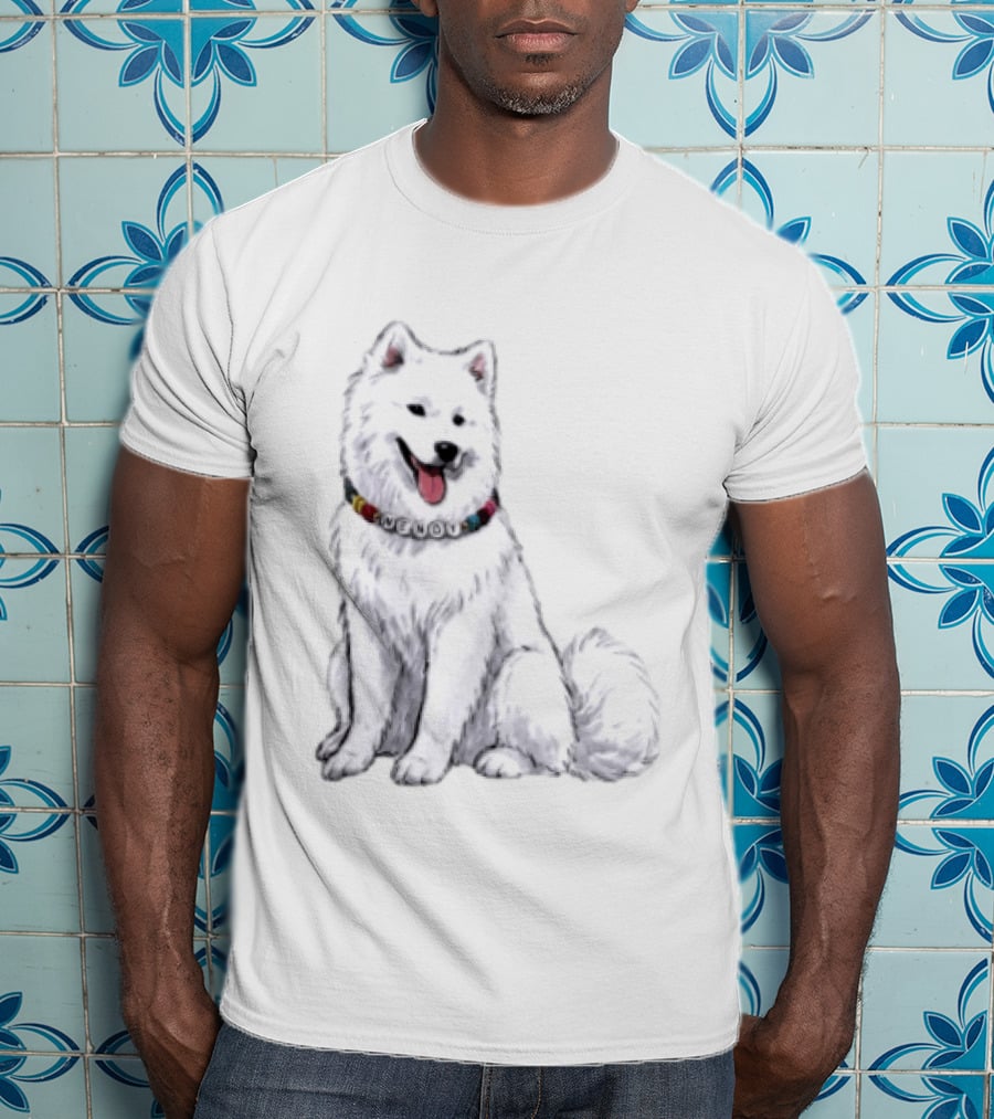 Wendy Kelce Swift Dog Collar Necklace Cute Samoyed T-Shirt