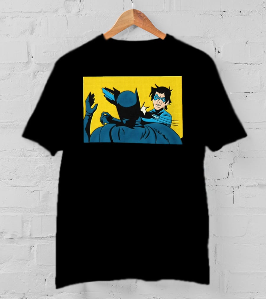 Nightwing Slapping Batman Meme Comic Panel Yellow T-Shirt