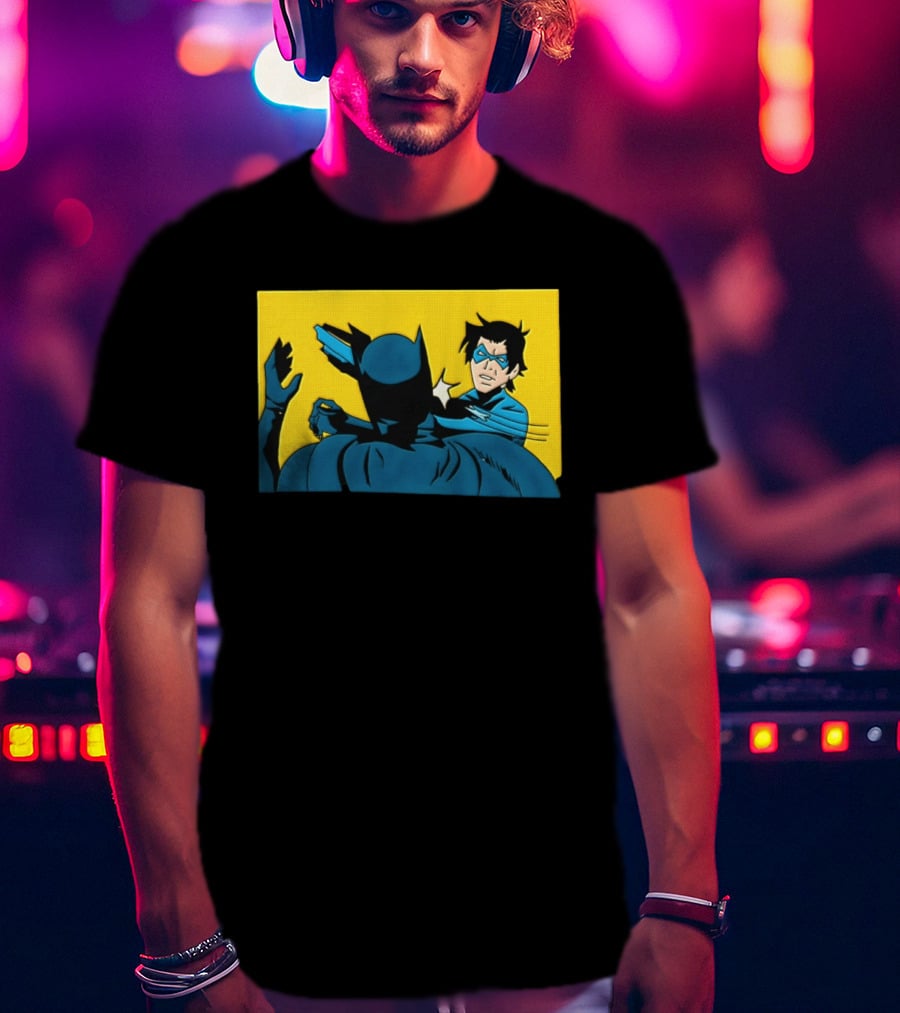 Nightwing Slapping Batman Meme Comic Panel Yellow T-Shirt