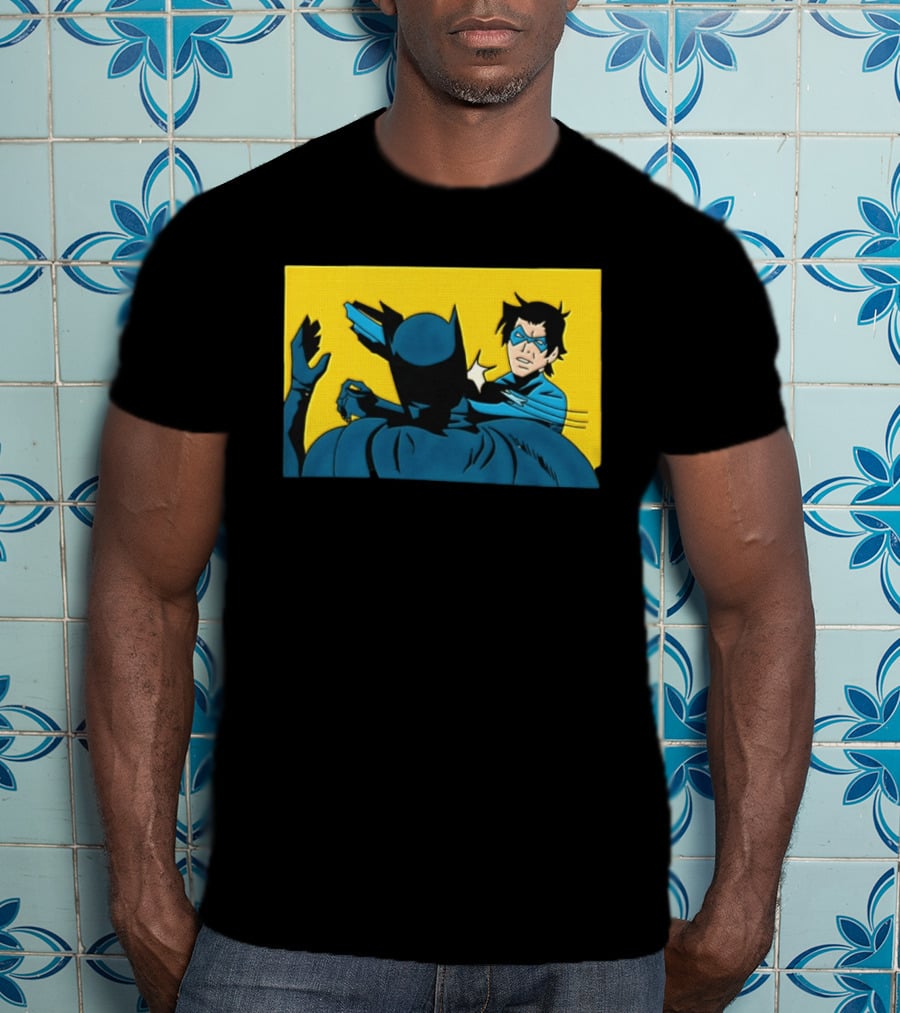 Nightwing Slapping Batman Meme Comic Panel Yellow T-Shirt