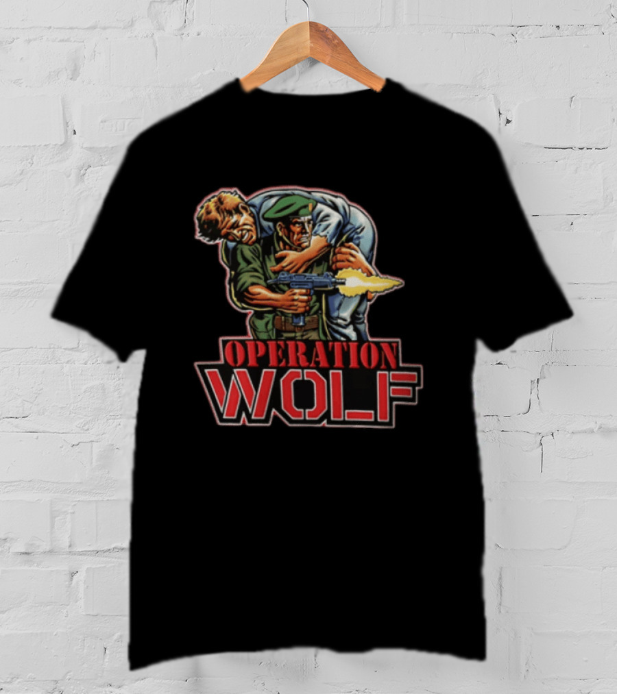 Operation Wolf Arcade Game Cover Art Soldier Carrying Comrade T-Shirt