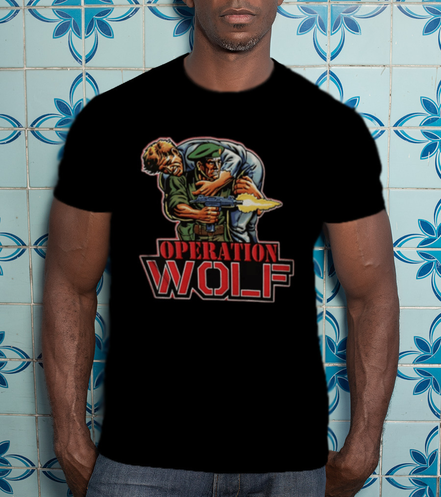 Operation Wolf Arcade Game Cover Art Soldier Carrying Comrade T-Shirt