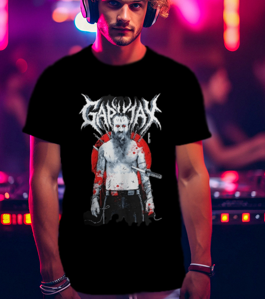 Gapjax Bloody Man Katana Sword Barbed Wire T-Shirt