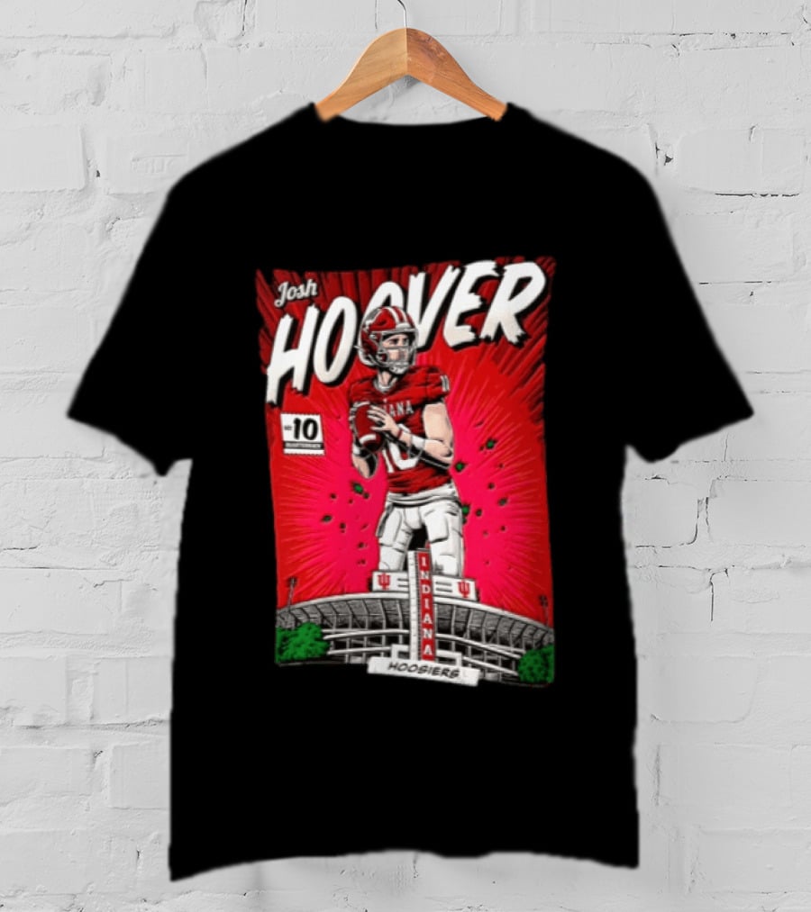 Josh Hoover Indiana Hoosiers #10 Comic Style Football Player Stadium T-Shirt