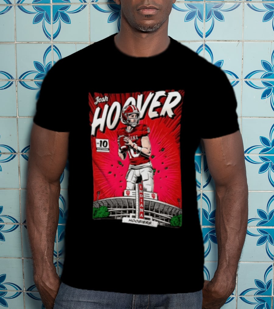 Josh Hoover Indiana Hoosiers #10 Comic Style Football Player Stadium T-Shirt