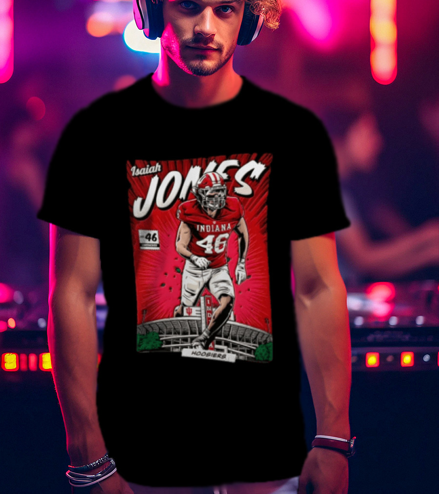 Indiana Hoosiers #46 Isaiah Jones Comic Stadium Edition T-Shirt