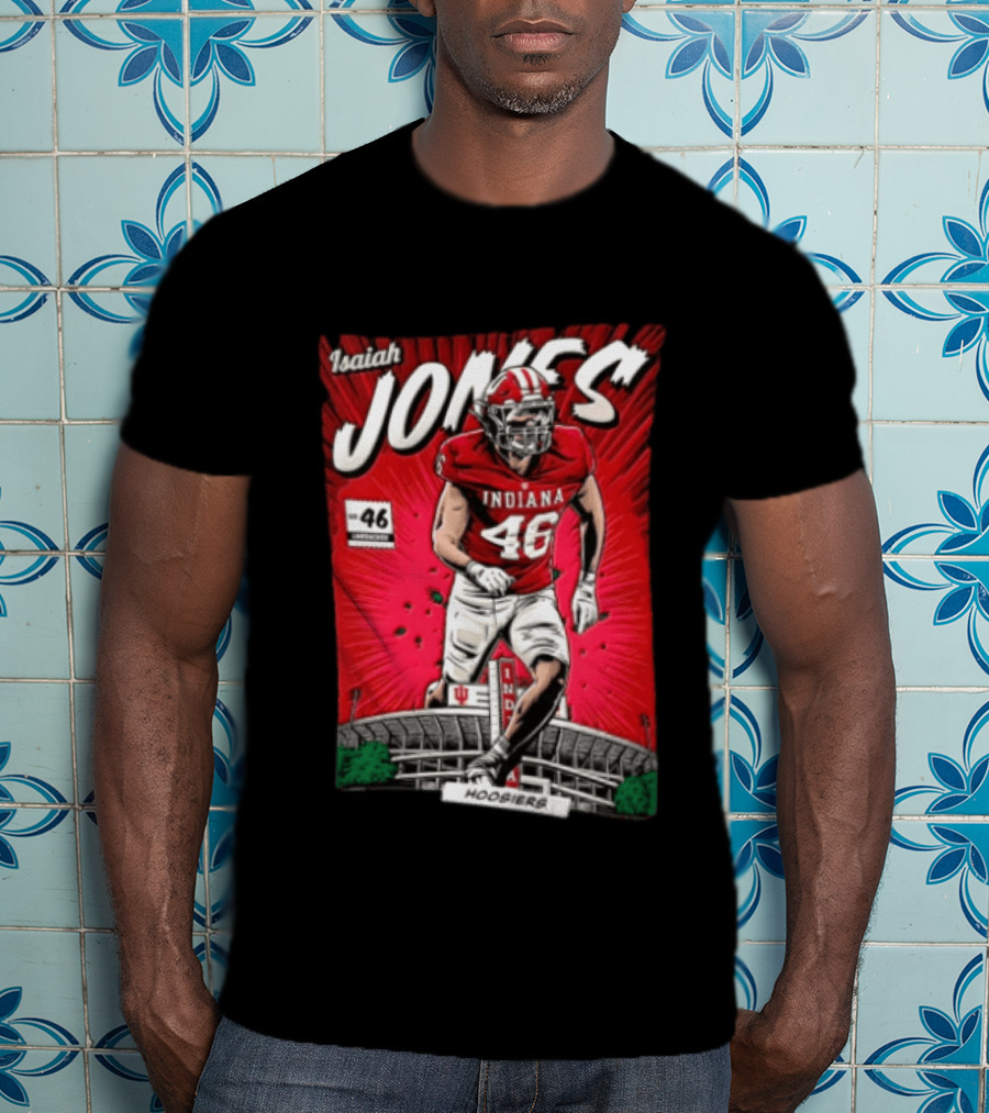 Indiana Hoosiers #46 Isaiah Jones Comic Stadium Edition T-Shirt