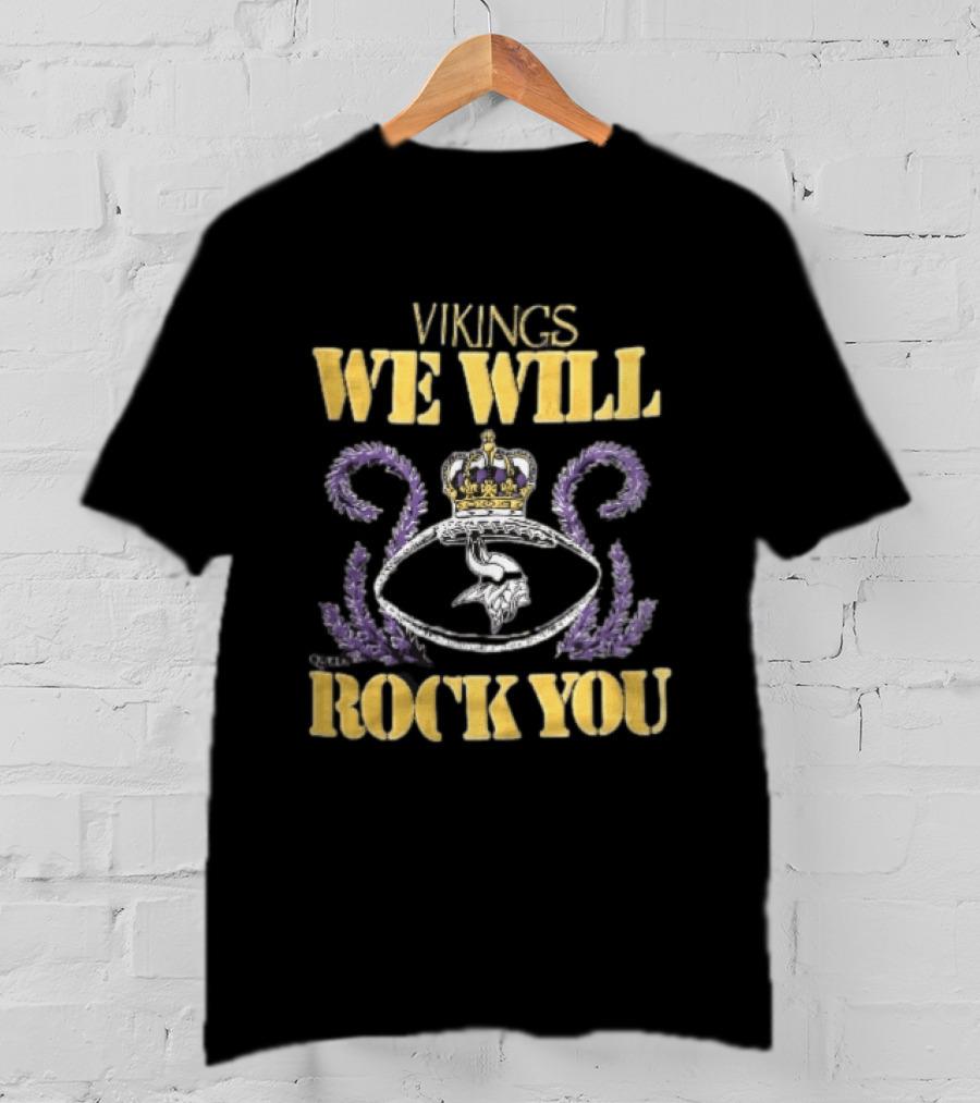 Vikings We Will Rock You Crown Football Laurel T-Shirt