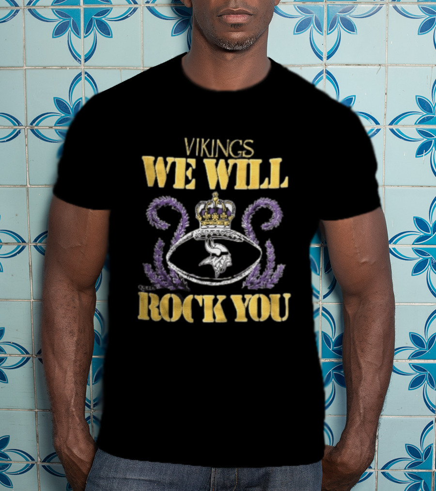 Vikings We Will Rock You Crown Football Laurel T-Shirt