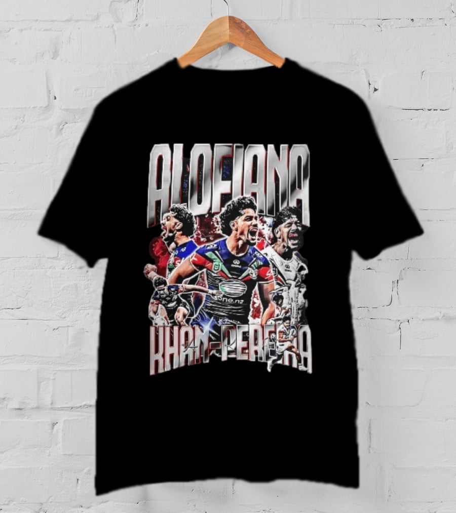 Alofiana Khan Pereira Rugby Action Collage Bootleg One New Zealand Warriors T-Shirt