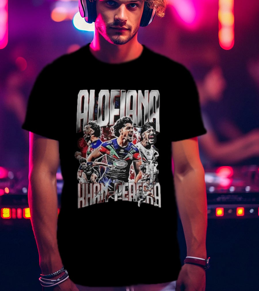 Alofiana Khan Pereira Rugby Action Collage Bootleg One New Zealand Warriors T-Shirt