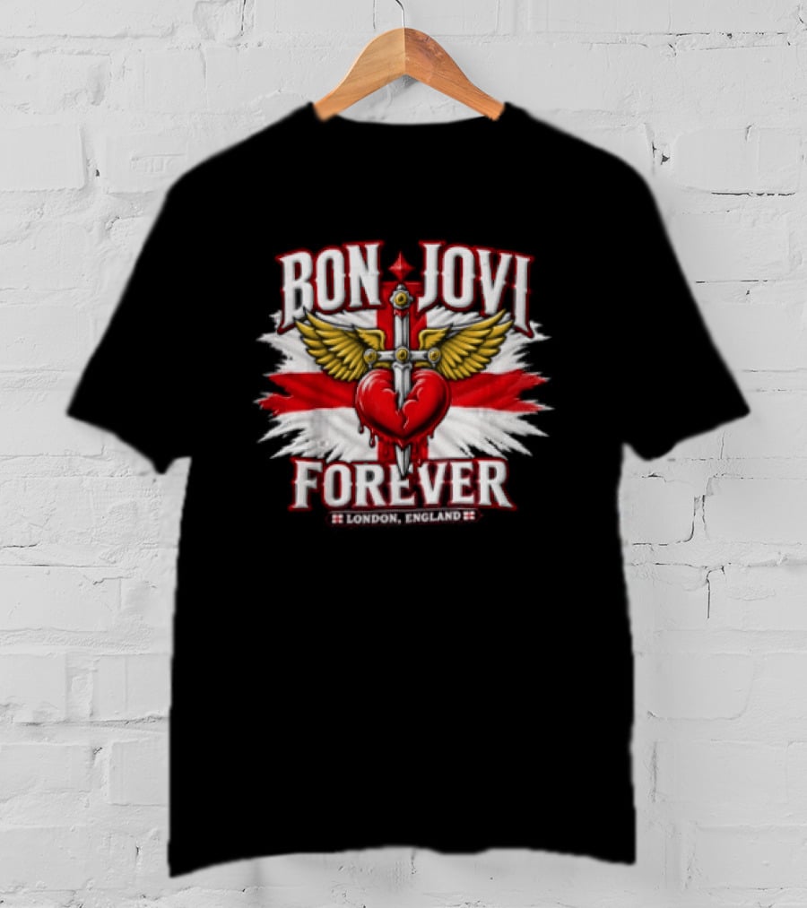 Bon Jovi Forever London England Wings And Sword T-Shirt