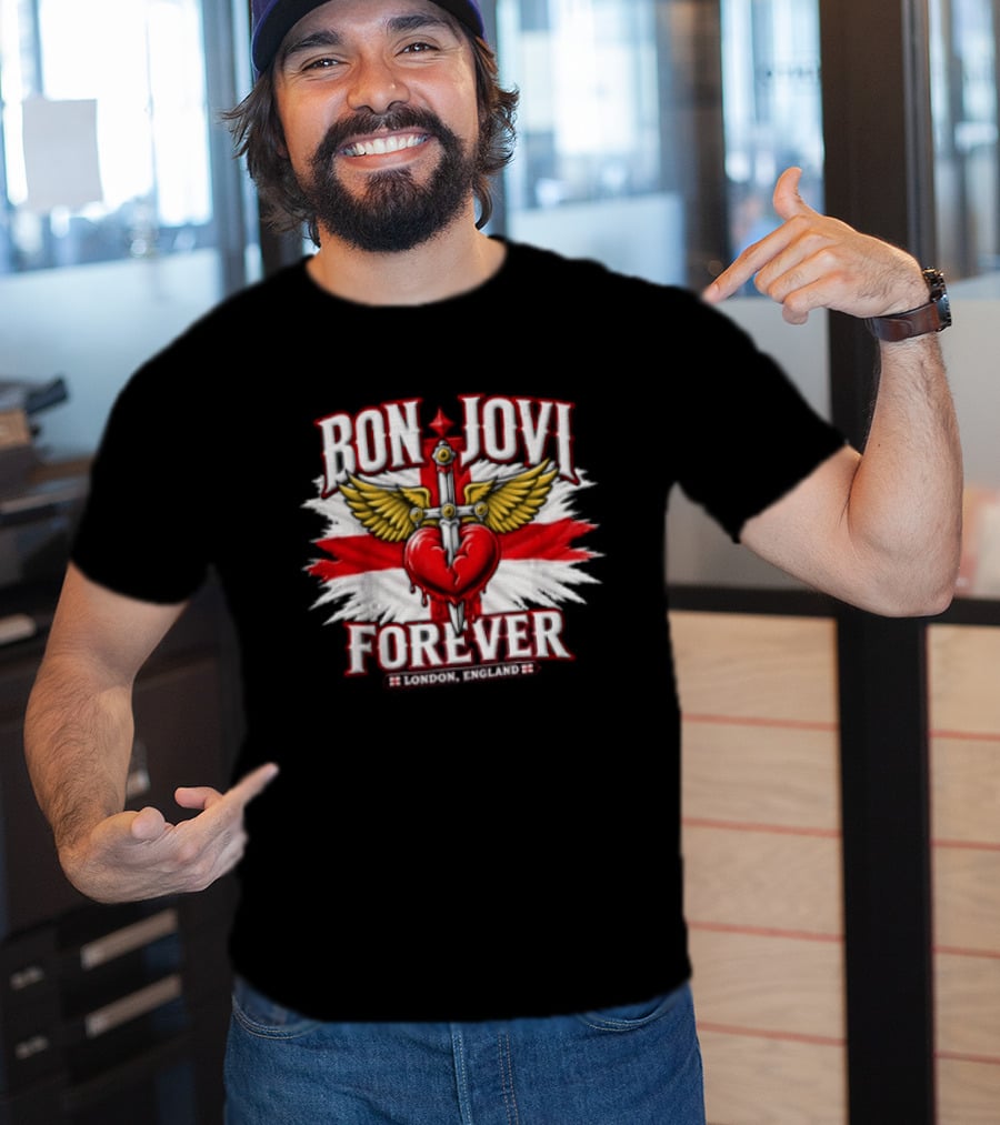 Bon Jovi Forever London England Wings And Sword T-Shirt