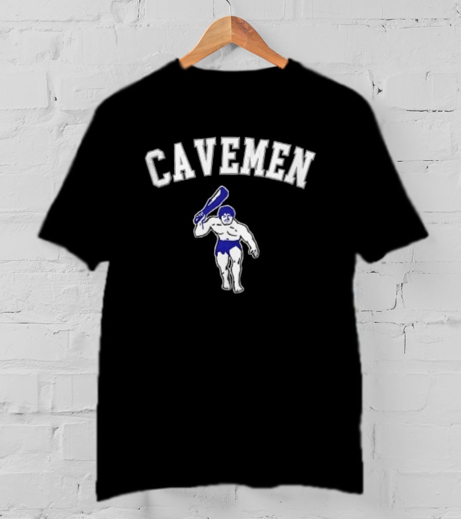 Cavemen Muscular Prehistoric Man Holding Wooden Club T-Shirt