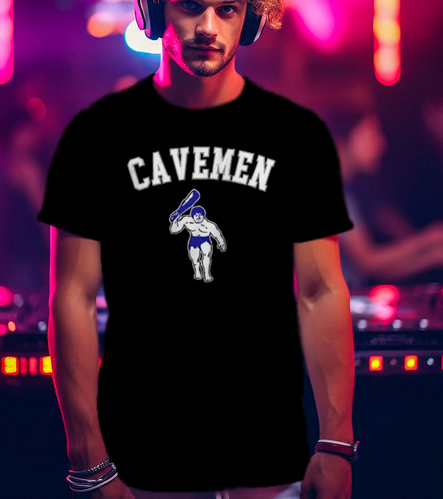 Cavemen Muscular Prehistoric Man Holding Wooden Club T-Shirt