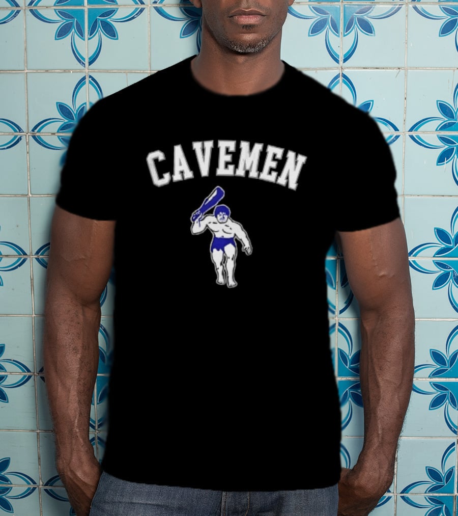 Cavemen Muscular Prehistoric Man Holding Wooden Club T-Shirt