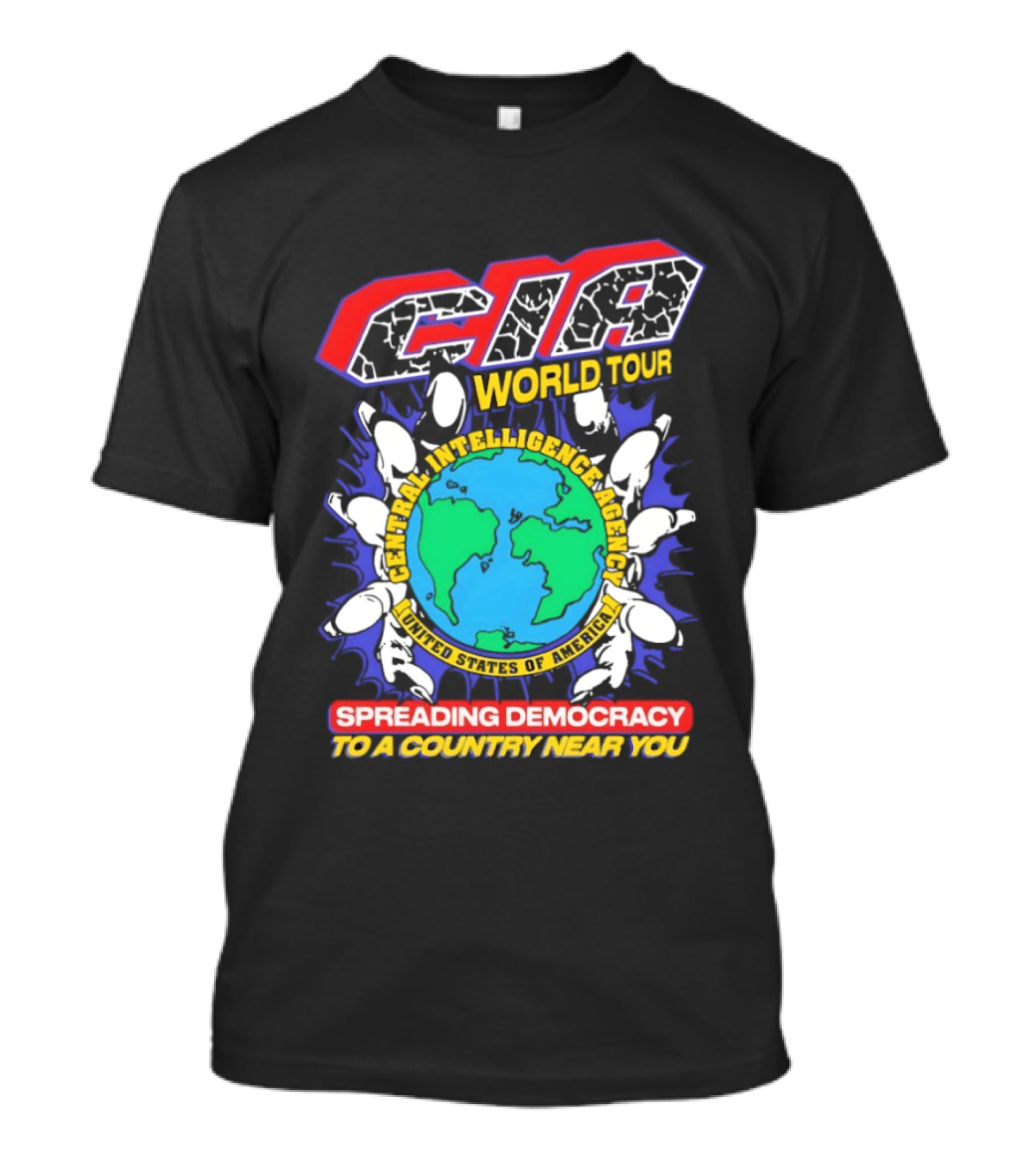 CIA World Tour Spreading Democracy To A Country Near You Earth Map T-Shirt