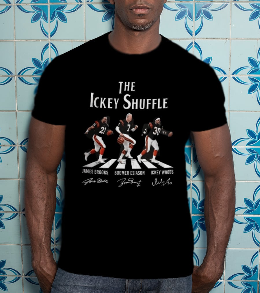 Cincinnati Bengals The Ickey Shuffle James Brooks Boomer Esiason Woods Players Signatures T-Shirt