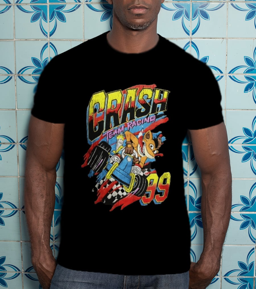 Crash Team Racing 99 Cartoon Bandicoot Go Kart Distressed T-Shirt